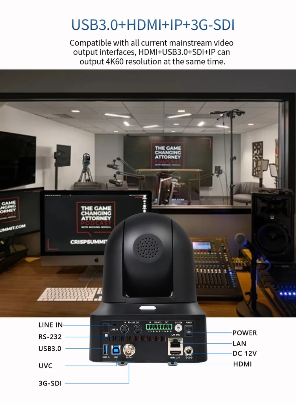 VIDEOCAST 4K VC300 PTZ Video Camera