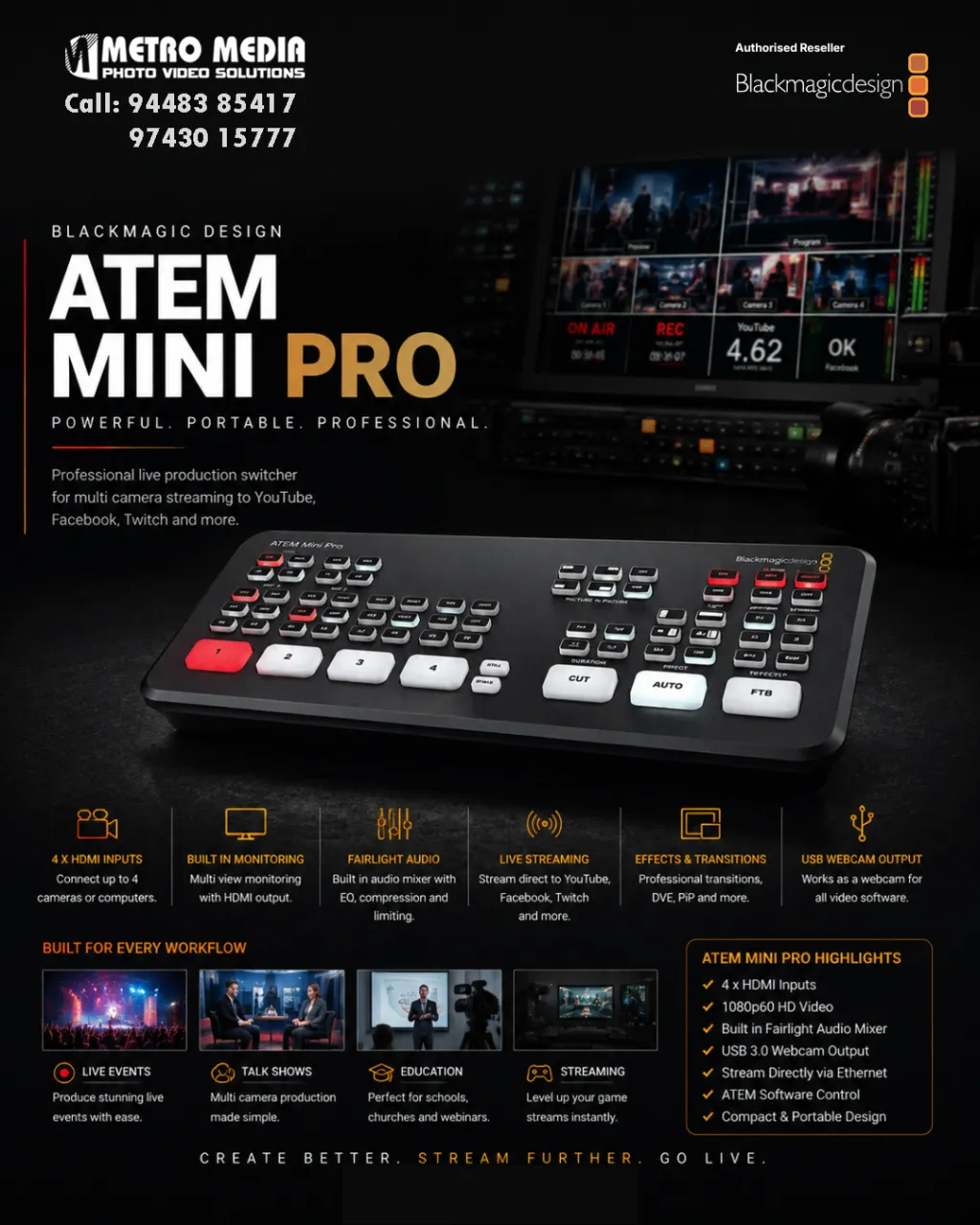 Blackmagic Design ATEM Mini Pro HDMI Live Stream Switcher